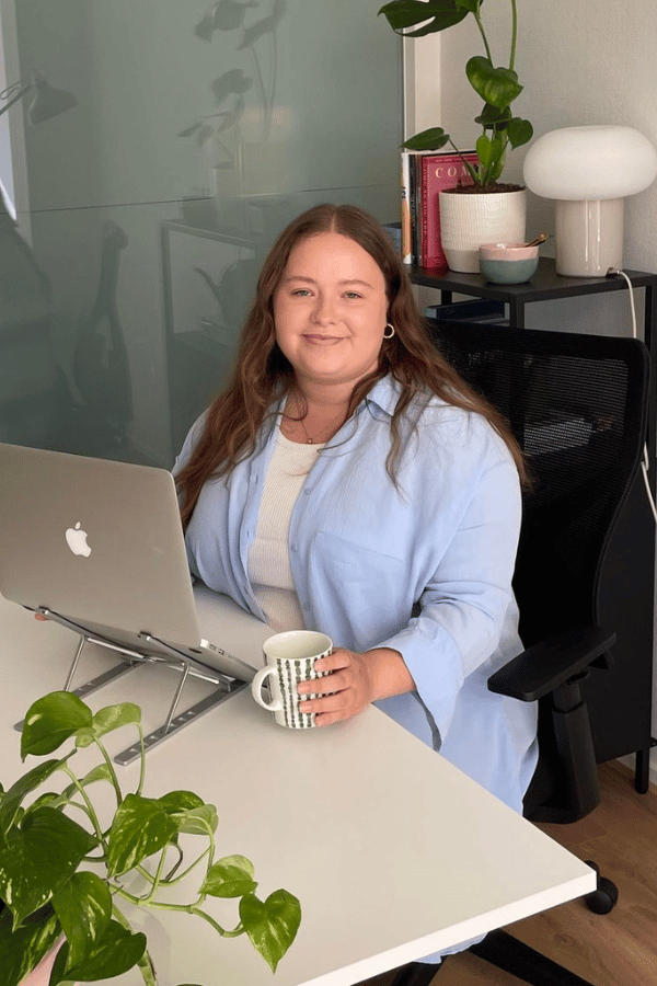 Grace at desk landscape